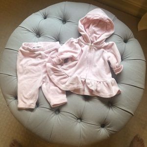Velour baby tracksuit pink